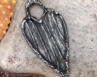 Polished Heart Pendant, 46mm, Artisan Handcrafted, Handmade Jewellery Making Components, Handcast Pewter, DIY, 267-PP