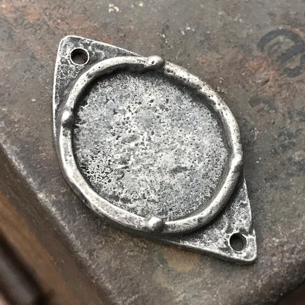 Handcrafted Empty Bezel Blank Pendant - Round Bezel, Handcast Pewter Handmade Artisan Jewelry Supply, Craft Jewelry, Crafting -  No. 172-PD