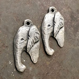 Olifant bedels, ambachtelijk, voor oorbellen, kettingen, handgemaakt uniek sieradenontwerp, handgemaakte doe-het-zelf componenten, tinnen metaal
