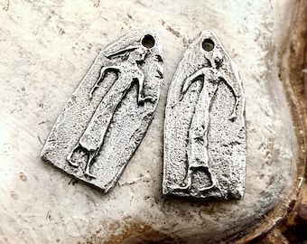 Figure Charms, Primitive style, Handmade Earring Charms, Antiqued, Shiny, Jewelry Making, Polished, Cave Art, Jewellery, Pewter, Metal