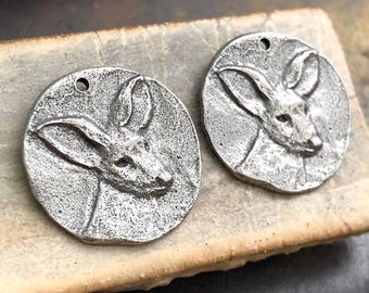 Componentes pulidos, hechos a mano, artesanales y hechos a mano para la fabricación de joyas DIY, de peltre fundido a mano, metal plateado y suministros.