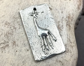 Giraffe Pendant, Handcrafted Necklace Making Components, Artisan Made Design, DIY Crafting, Cast Metal Pewter Animals - No. 11-PP