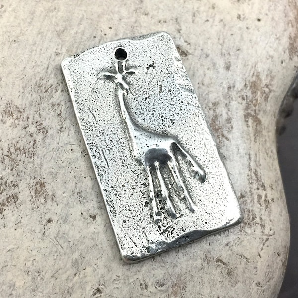 Giraffe Pendant, Handcrafted Necklace Making Components, Artisan Made Design, DIY Crafting, Cast Metal Pewter Animals - No. 11-PP