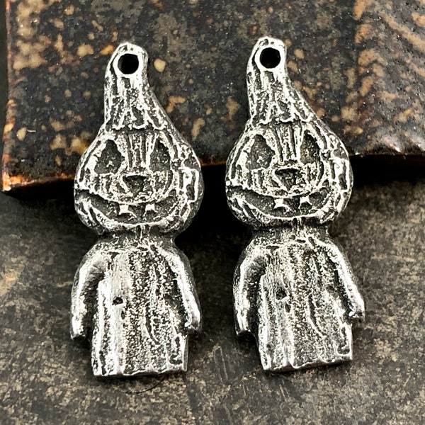 Handcrafted Pumpkin Charms for Earrings and Necklaces, Artisan DIY Jewelry Making Components, Unique Cast Pewter Metal Figures386 - CD