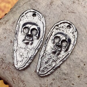 Handcrafted Skull Charms, Handmade Jewelry Making Components, Artisan DIY Craft Jewellery for Earrings and Necklaces 106CP image 1