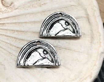 Mountain Charms, Polished Finish, Artisan Handcrafted Jewelry Making Components, DIY Crafting Charms, Handcast Pewter, Handcast
