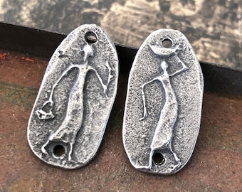 Handwerker Primitive Folk Art Style Figuren Charms für Ohrringe und Halsketten, handgefertigte Schmuck Komponenten für DIY Handwerker, Zinn