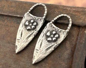 Flower Charms, Aged Finish, Handcrafted Jewelry Making Supplies, Earring Making, Handmade Jewelry Charms, Pewter Charms, DIY