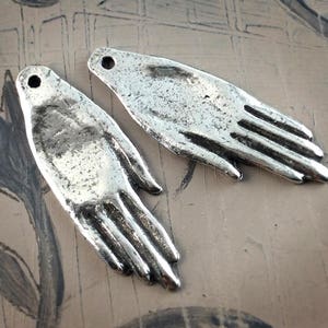 Hand Charms, Handcrafted Artisan Jewelry Making Components, DIY Handmade Crafting Jewellery Supply and Accessory, Pewter