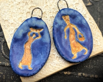 OOAK Ceramic Figure Charms, 33mm Tall, Satin & Matte Finish, Glazed Stoneware, Handmade Jewelry Making Supply, Artisan Components