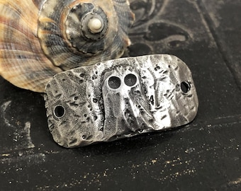 Ghost Bracelet Focal, Aged Finish, Handcrafted, Artisan, Jewelry Making Components, Handcast Pewter, Silver Metal, Supplies