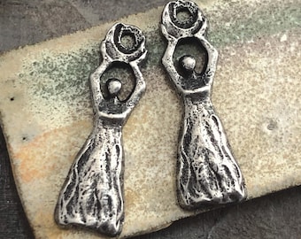 Moon Goddess Charms, Aged Finish, Mystical, Celestial, Jewelry Charms, Pewter Components, Handmade Crafting Jewelry Supplies, DIY, Artisan
