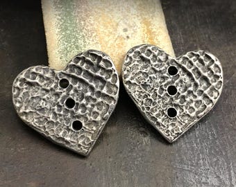 Heart Charms, Aged Finish, 18mm, Handcrafted Jewelry Charms, Pewter Components, Handmade Crafting Jewelry Supplies, DIY, Artisan 300-CD
