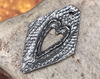 Polished Heart Pendant, 33mm, Artisan Handcrafted, Handmade Jewellery Making Components, Handcast Pewter, DIY, 235-PP