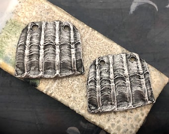 Organic 2-holed Charms, Aged Finish, Jewelry Charms, Pewter Components, Handmade Crafting Jewelry Supplies, DIY, Artisan