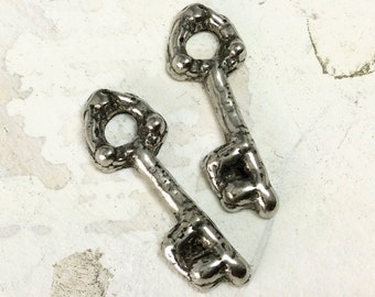 Skelett Schlüssel Charms. Poliert, 21mm, Handgefertigtes Schmuckzubehör, Schmuckkomponenten, Rustikales DIY Handwerk 96-CP