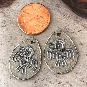 Handmade Aztec Jewelry Charms, Polished Finish, 23.5mm, Organic, Handcrafted, Artisan Handcast Components, DIY Craft 395-CP image 2