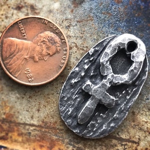 Venus Pendant, Artisan Rustic Handcrafted Handmade Jewelry Making Components for Necklaces, Celestial Zodiac Symbols, Pewter 231-PD image 2