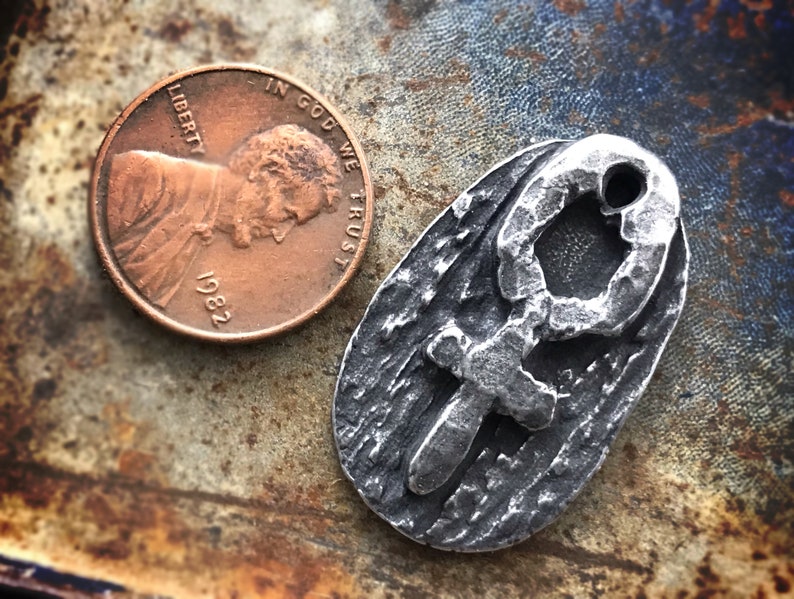 Venus Pendant, Artisan Rustic Handcrafted Handmade Jewelry Making Components for Necklaces, Celestial Zodiac Symbols, Pewter 231-PD image 2