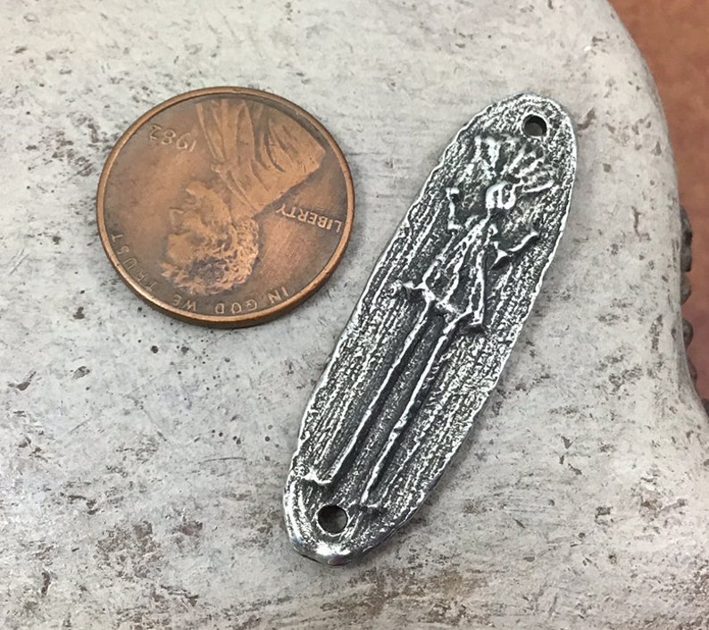Handcast Pewter Jewelry Making 87-BP Artisan Handcrafted Jewellery No Polished Figure Connector or Bracelet Focal Handmade Components