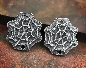 Spider Web Connector Charms, Handmade for Earrings and Bracelets 19mm, Gothic, Handcrafted Jewelry Making Supplies, Artisan Design H3-CD