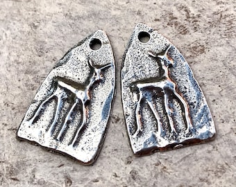 Breloques en forme de cerf, poli, composants de fabrication de bijoux artisanaux, fabrication artisanale fait main, animaux, nature, métal en étain, 8 PC