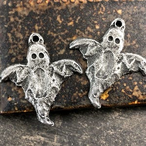 Flying Ghost Charms, 26mm, Halloween, Spooky, Handcrafted Jewelry Making Supplies, Artisan, Components, DIY, Handmade Pewter Charms 382-CD