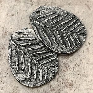 Rustic Leaves Charms, Polished, 25mm, Artisan Handcrafted Handmade Jewelry Making Components for Earrings, DIY Jewellery 371-CP