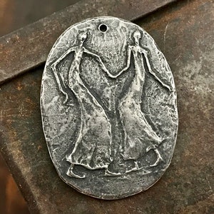 Primitive Handcrafted Jewelry Pendant - Handmade Components, Artisan, Hand-Cast Pewter Craft Making Pendants for Necklaces 41-PD