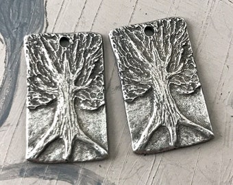 Tree of Life, Handmade Jewelry Making Components for Earrings and Necklaces, Artisan Design Hand Crafted DIY Jewelry, Pewter Metal - 326-CD