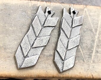 Chevron Charms Polished, Handcrafted, Artisan, Handmade DIY Jewelry Making Components, Handcast Pewter, Silver Metal, Supplies
