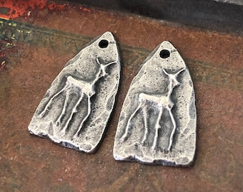 Dijes de ciervo, joyería artesanal hecha a mano, componentes animales para pendientes colgantes, manualidades DIY, peltre fundido