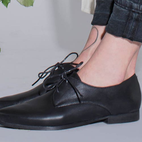 Black Leather Shoes Classic Oxfords 
