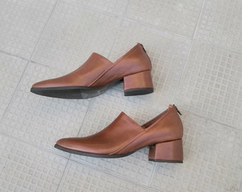 Camel Shoes, Cowgirl Boots, Brown Leather Shoes, Women Heel Leather Shoes, Women's fashion Ankle Boots, Custom Made Shoes, Vintage Shoes