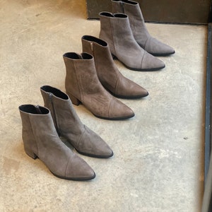 Gray Ankle Leather Boots for Women, Pointed Boots, Handmade Ankle Booties , Casual Booties, Heel Comfortable winter Grey Shoes , #2 in photo