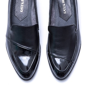 Women Black Leather Loafers, Leather Shoes Women, Shiny Leather Flat Moccasins, Every Day Shoes, Formal Office Shoes, Comfortable Shoes