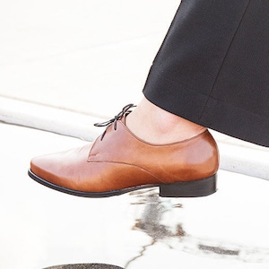 Brown Oxford Shoes, Elegant Flat Oxfords,  Handmade Oxfords, Lace Up Oxfords, Elegant Office Shoes