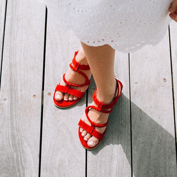 Red Sandals - Etsy