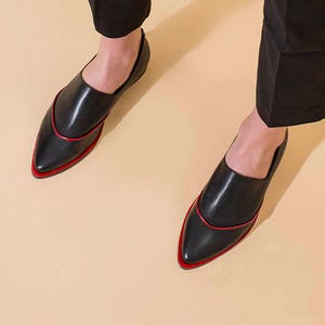 Women Formal Shoes, Flat Black Leather Shoes, Elegant Shoes, Comfortable Flats, Casual Shoes, Handmade Shoes, Pointy Shoes image 2