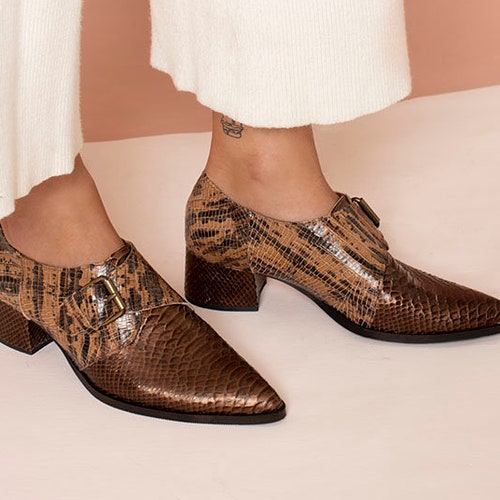 Dark Brown Leather Monk Strap Shoes 