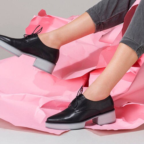 holly black buttero leather platform oxfords