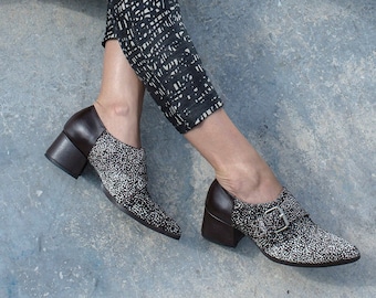 Zapatos monje de cuero suave marrón, zapatos cómodos de tacón para mujer, zapatos de hebilla de moda, zapatos de correa hipster,