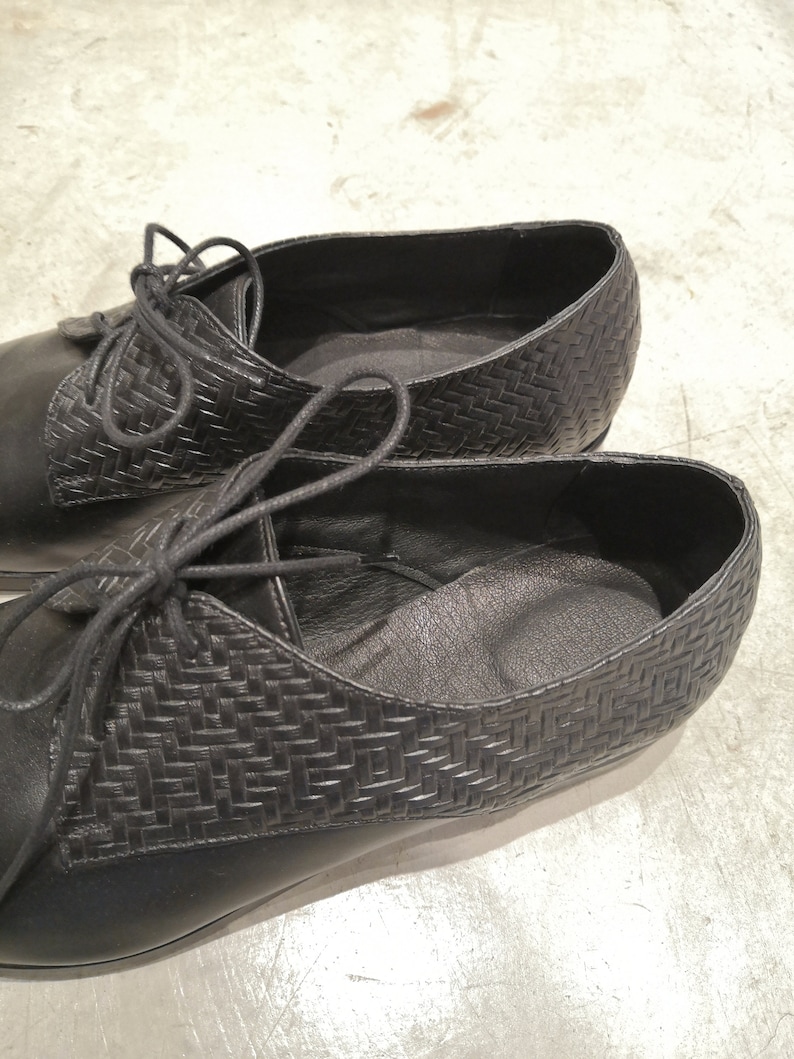 Black Oxford Shoes, Oxford Shoes Women, Lace Up Shoes, Textured Leather Oxfords, Oxfords Women, Elegant Flat Work Shoes, Oxfords Shoes Women image 7