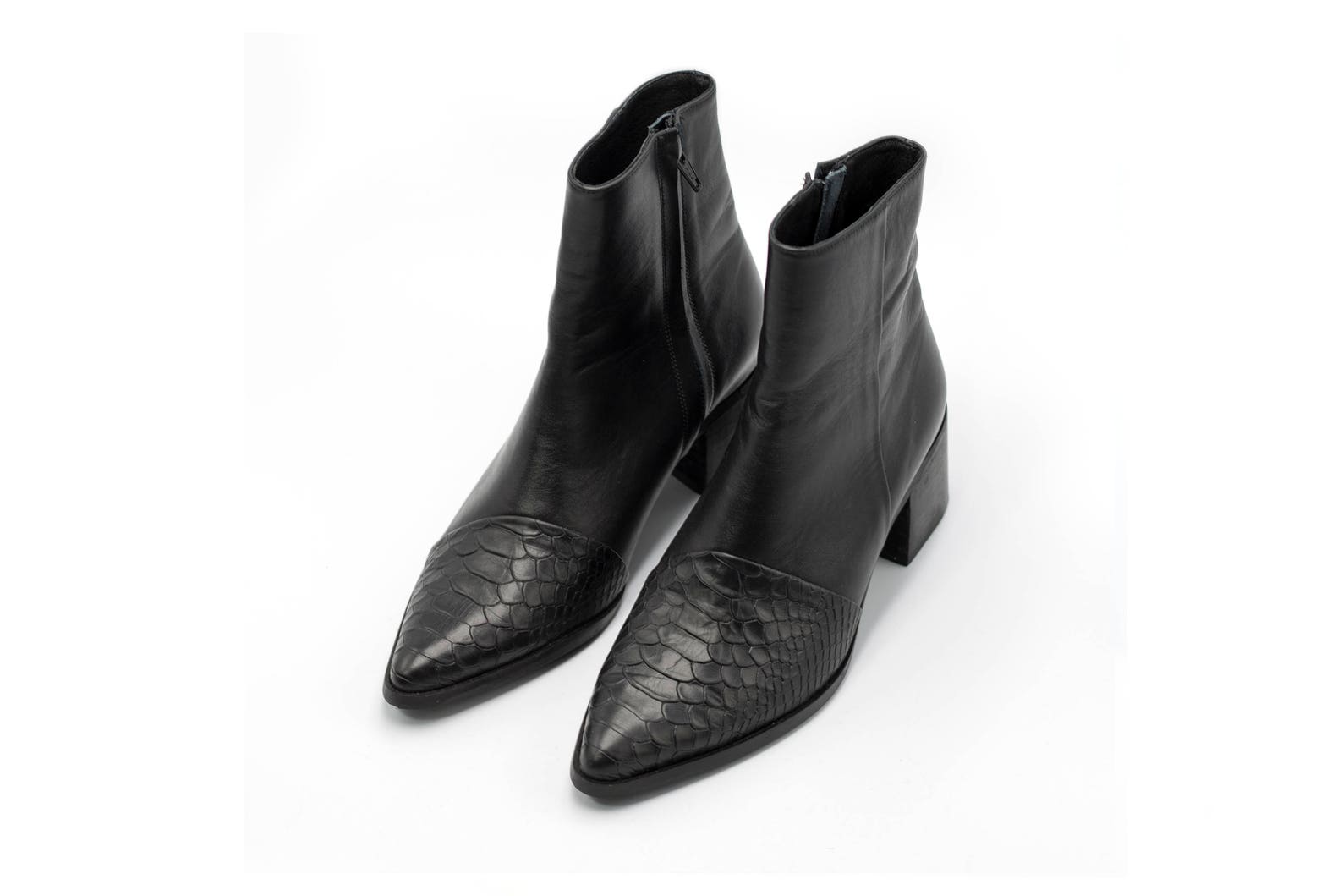 Black Ankle Boots, Women Leather Boots, Pointy Booties, Black Classic ...