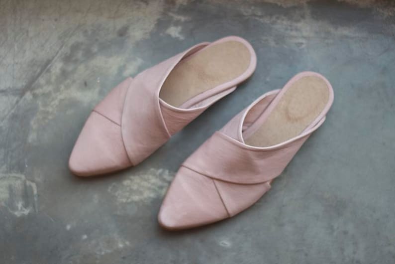 Womens Leather Mules Leather Slides Pink Leather Mules Etsy