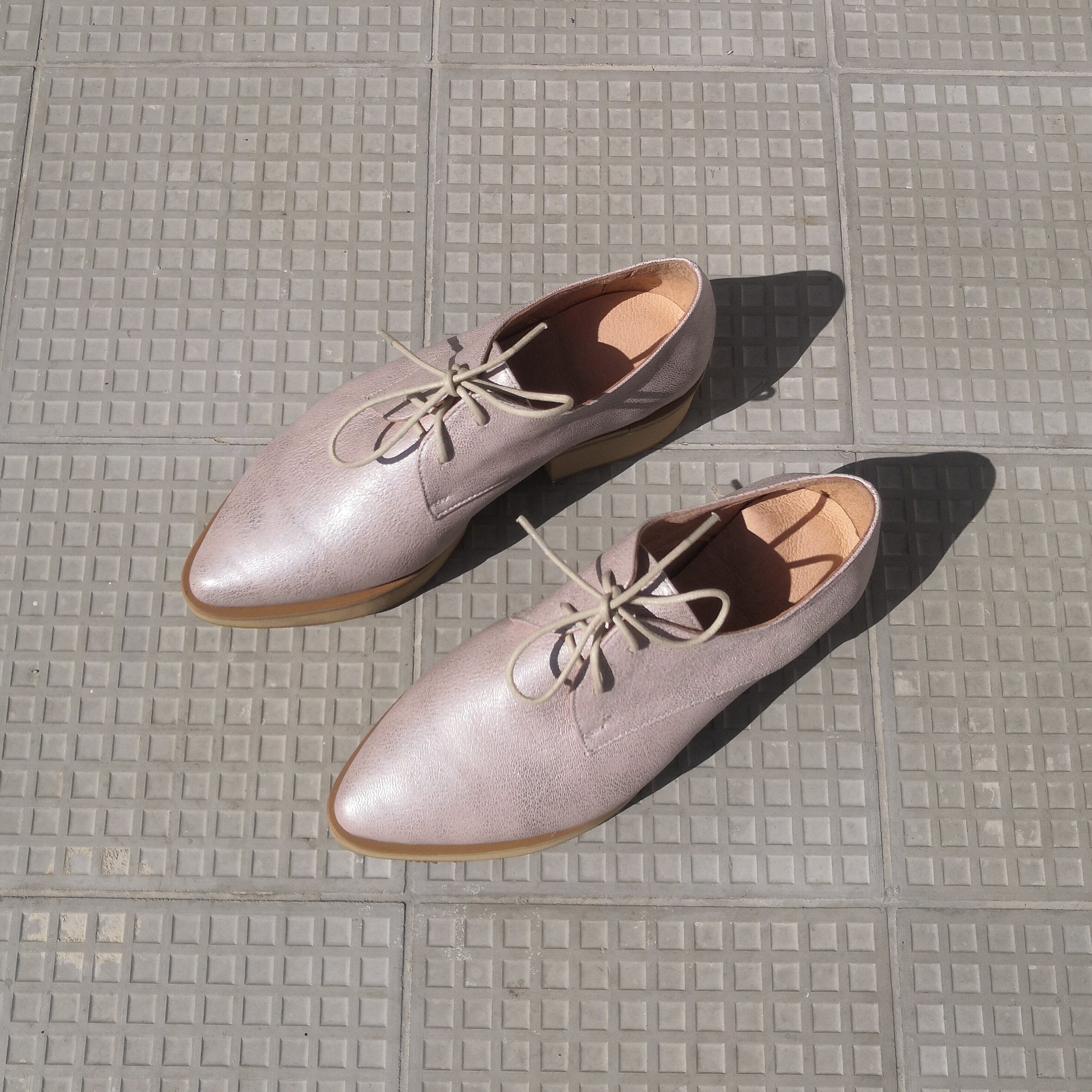 Silver Purple Textured Leather Oxford 