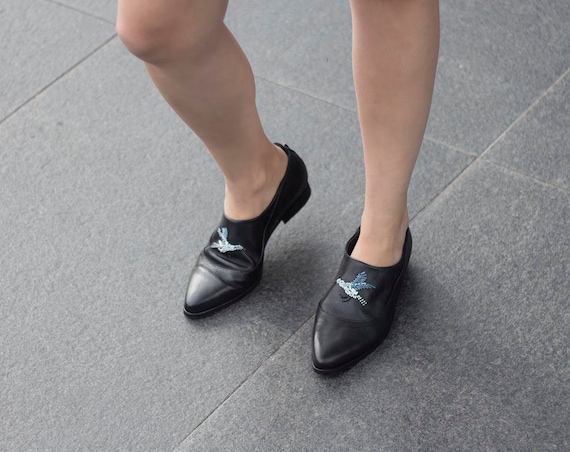 Black Leather Oxfords with Embroidered Detail ElegantEpic Embossed Oxford Shoes – Black Leather Formal  main image 2