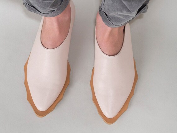 cream flat shoes