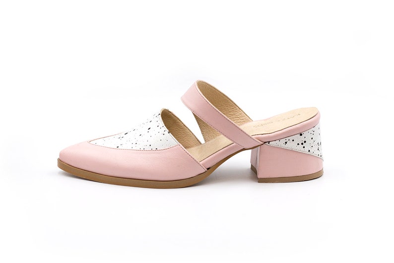 Pink Mules Leather Mules Women Shoes Pink Shoes Mule Etsy