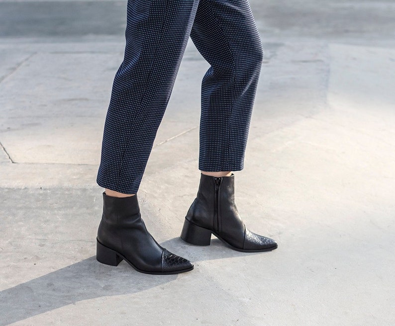 express snakeskin booties